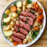 Instant Pot Corned Beef and Cabbage Potatoes and Carrots: Your Easy Path to a Cozy, Crowd-Pleasing Meal 2 Instant Pot Corned Beef and Cabbage Potatoes and Carrots served on a rustic white plate