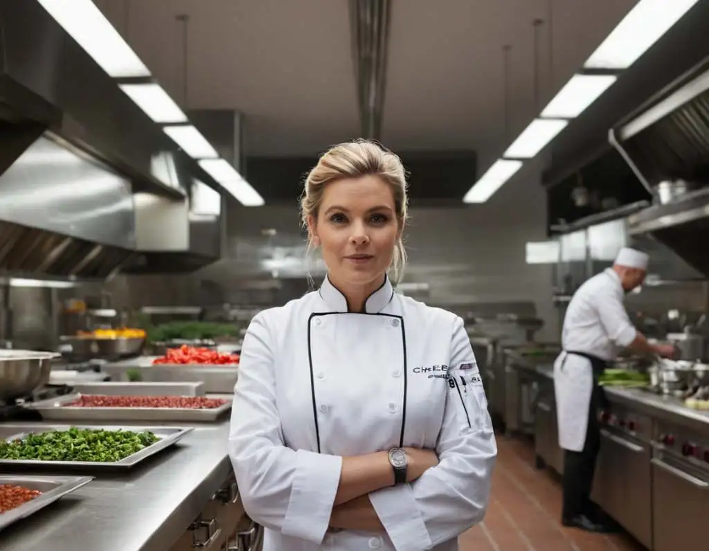 About Me 1 Portrait of Riley Thompson, a friendly home chef from New York, smiling in a cozy kitchen with fresh ingredients on the counter.