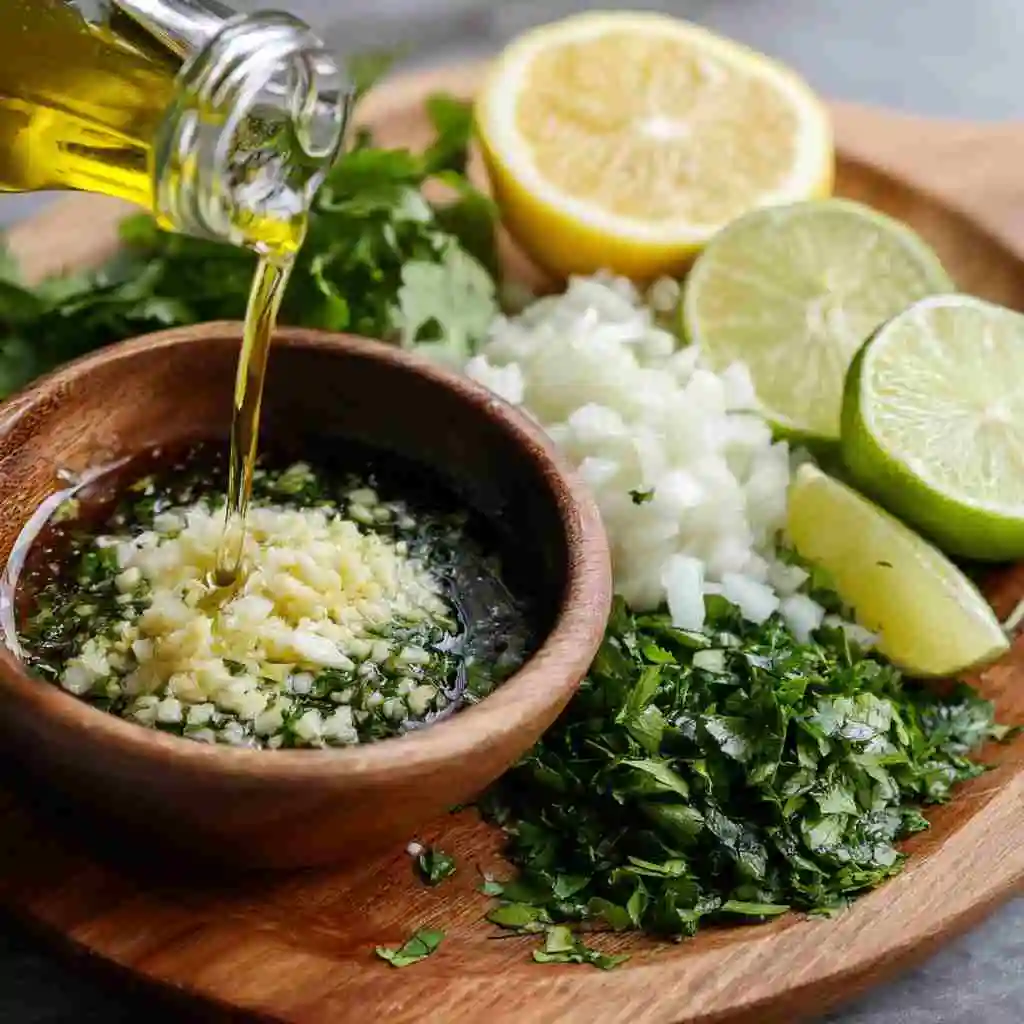 Mojito Sauce Recipe: Bold Cuban Flavor You’ll Love Every Time 10 Ingredients for mojito sauce including olive oil, garlic, onion, cilantro, lemon, and lime