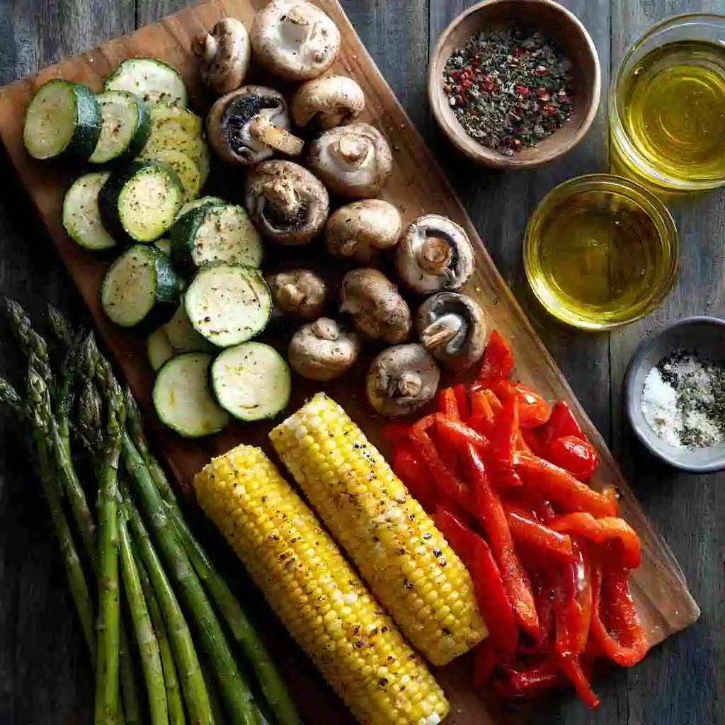Top Vegetables to Grill: Flavorful, Healthy, and Easy Ideas 10 Fresh vegetables prepared for grilling with oil and spices