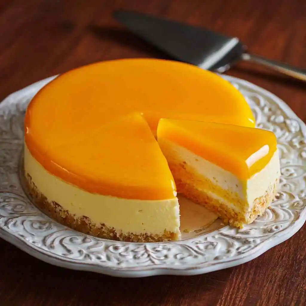 Mango Mousse Cake Recipe – Smooth, Fresh & Simple to Make 11 Whole mango mousse cake topped with fresh mango slices