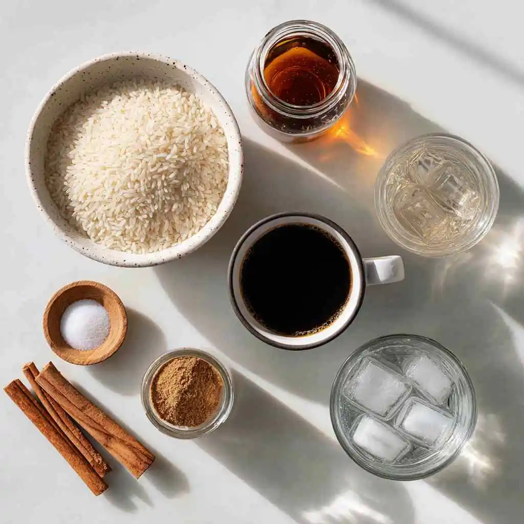 Horchata Latte Recipe: 7 Simple Steps to a Cozy Cinnamon Coffee 10 anassbourouti Ingredients for horchata latte arranged neatly eee67728 75f9 446b bdb1 205bd5cc024a 0 q35 w1024