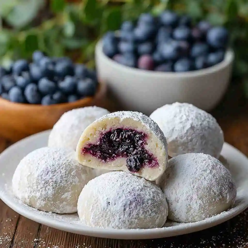 Blueberry Almond Snowball Cookies
