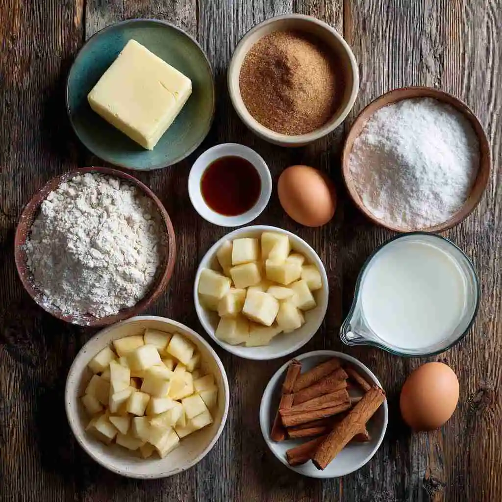 Apple Fritter Bread Made Easy – Sweet & Spiced Loaf 10 Ingredients for apple fritter bread displayed