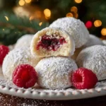 Raspberry Almond Snowball Cookies