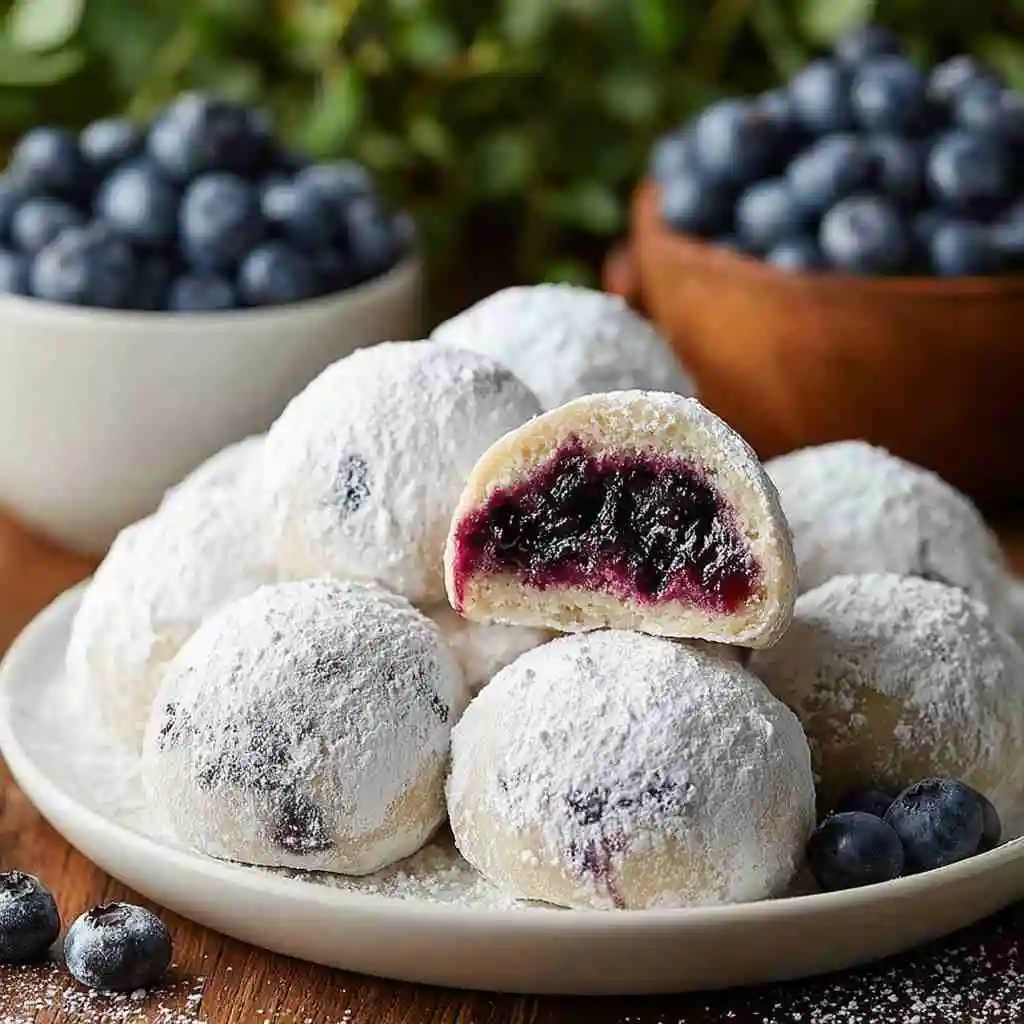 Served Blueberry Almond Snowball Cookies