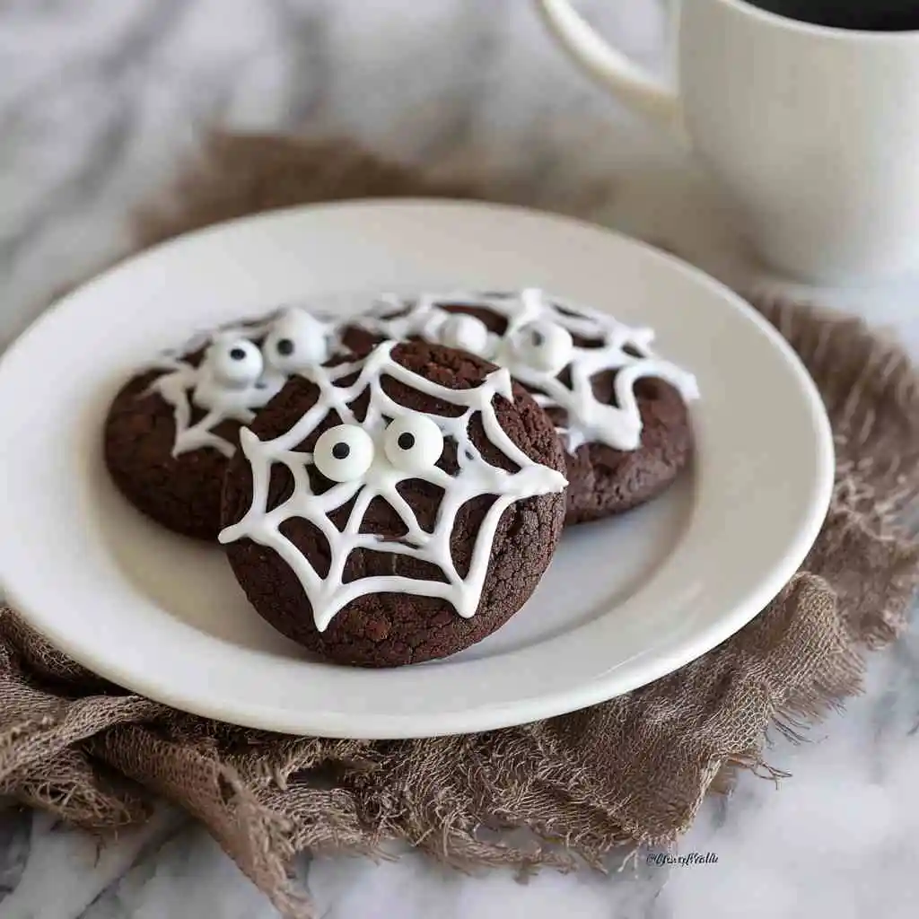 Halloween Oreo Cookies with Double Chocolate and Marshmallow Spider Webs 10 Served Halloween Double Chocolate Oreo Cookies with Marshmallow Spider Webs