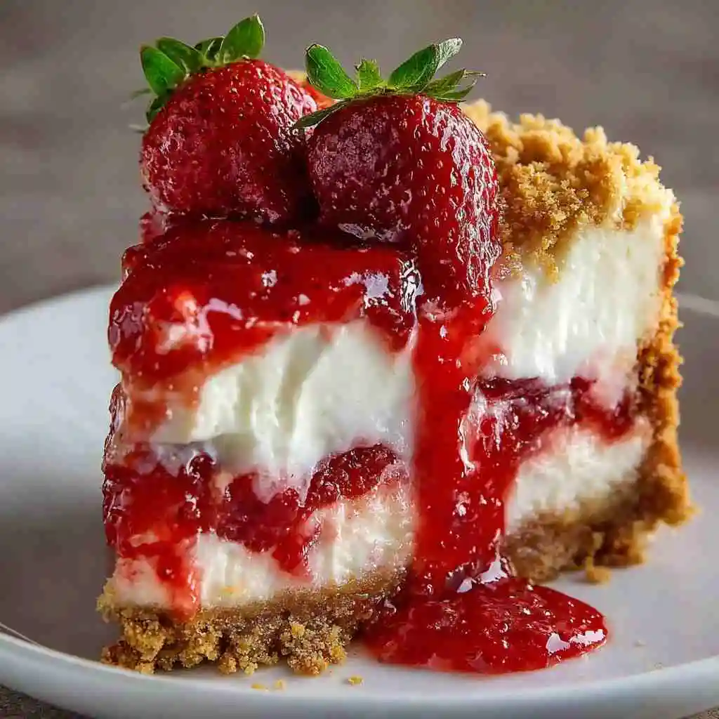 Strawberry Crunch Cheese Cake Made Easy: Step-by-Step Guide 11 Slice of Strawberry Crunch Cheese Cake