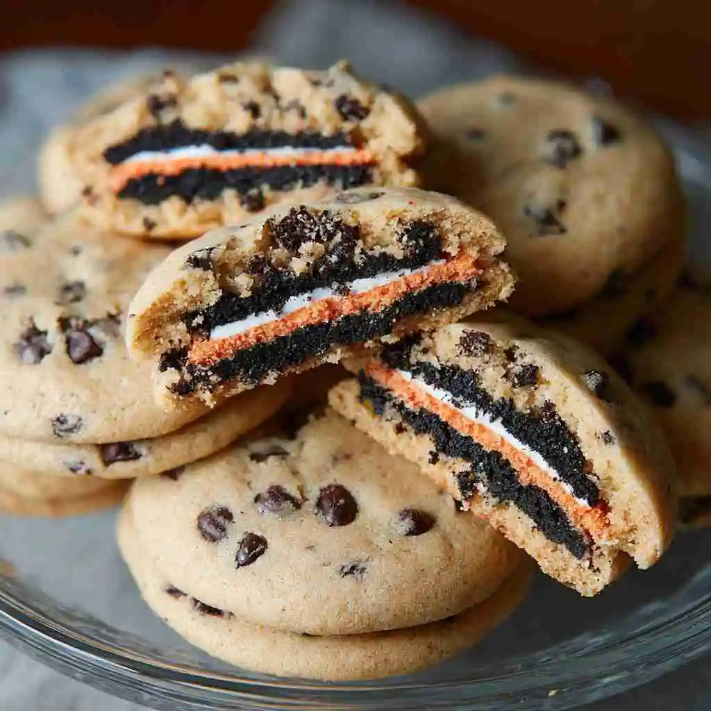 Halloween Oreo Stuffed Chocolate Chip Cookies You’ll Love to Bake 11 Stacked Halloween Oreo Stuffed Chocolate Chip Cookies