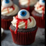 Spooky Halloween Eyeball Cupcakes Everyone Will Love to Bake and Eat 8 spooky Halloween cupcake with black sesame frosting